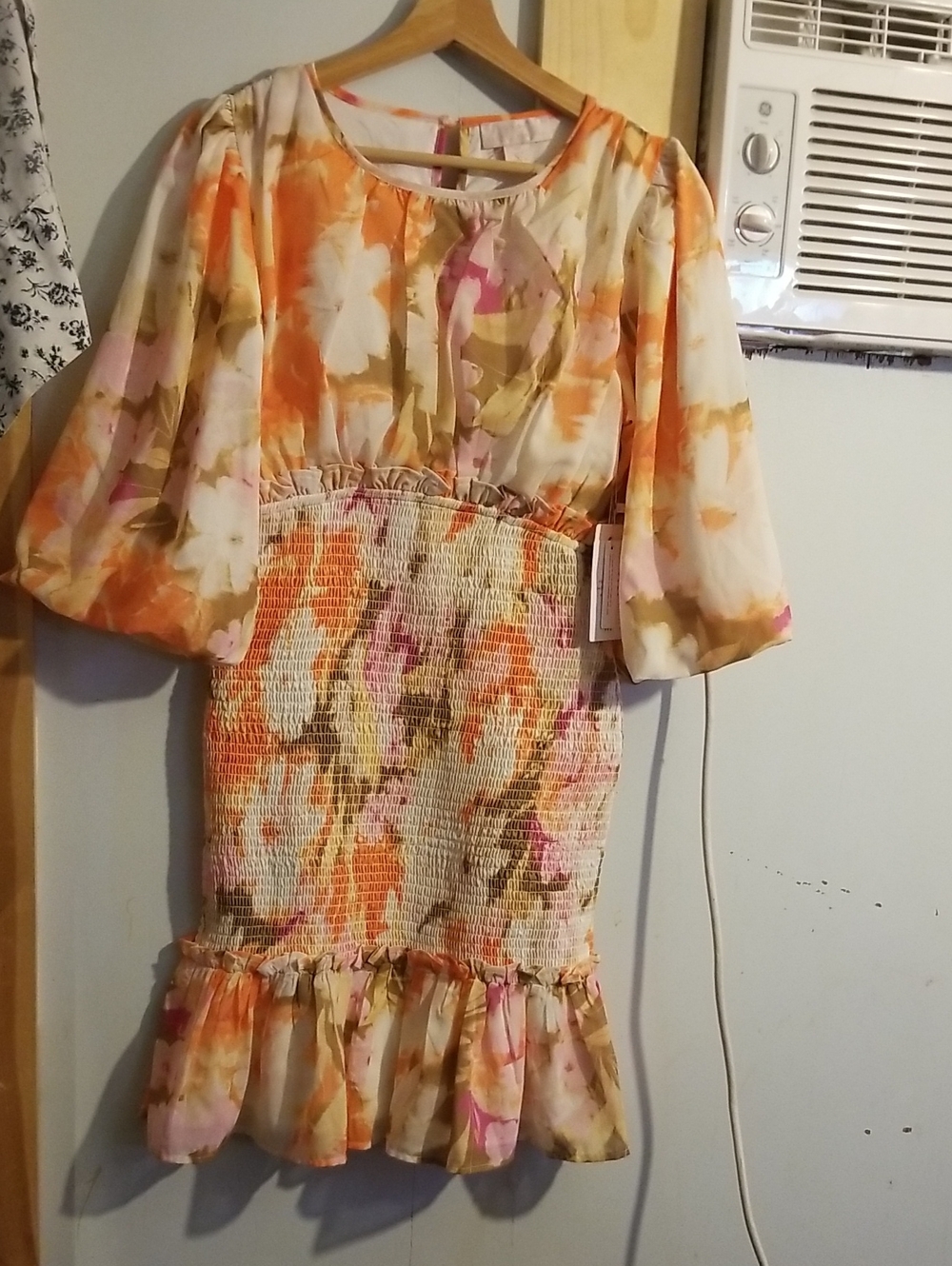 Rachel Parcell Floral Mini Dress in Orange, Pink, Cream